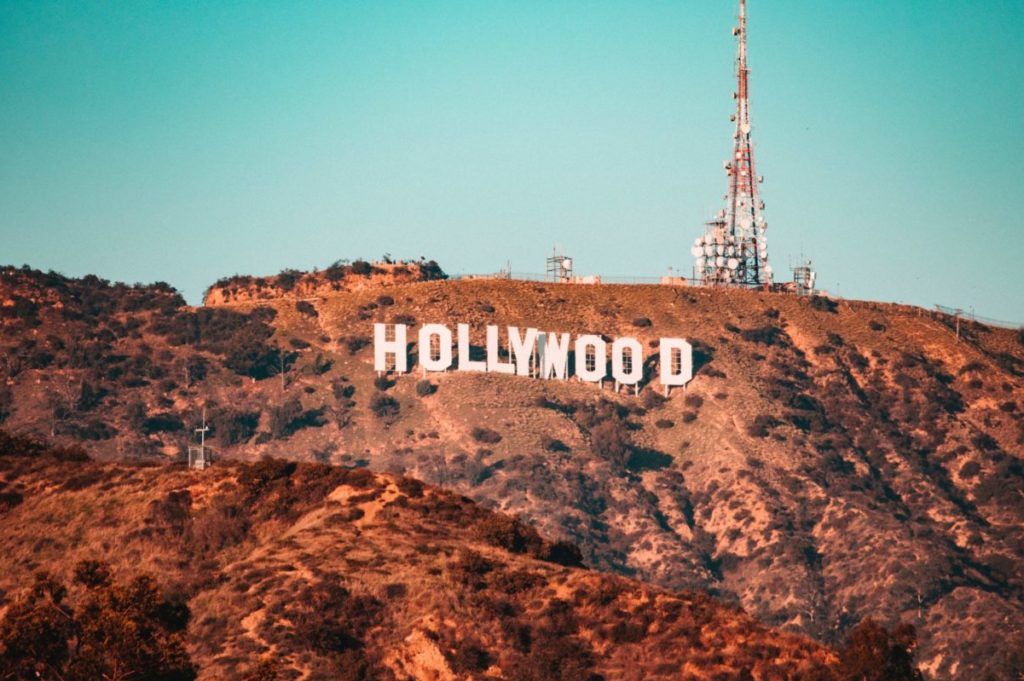 brown and white hollywood sign